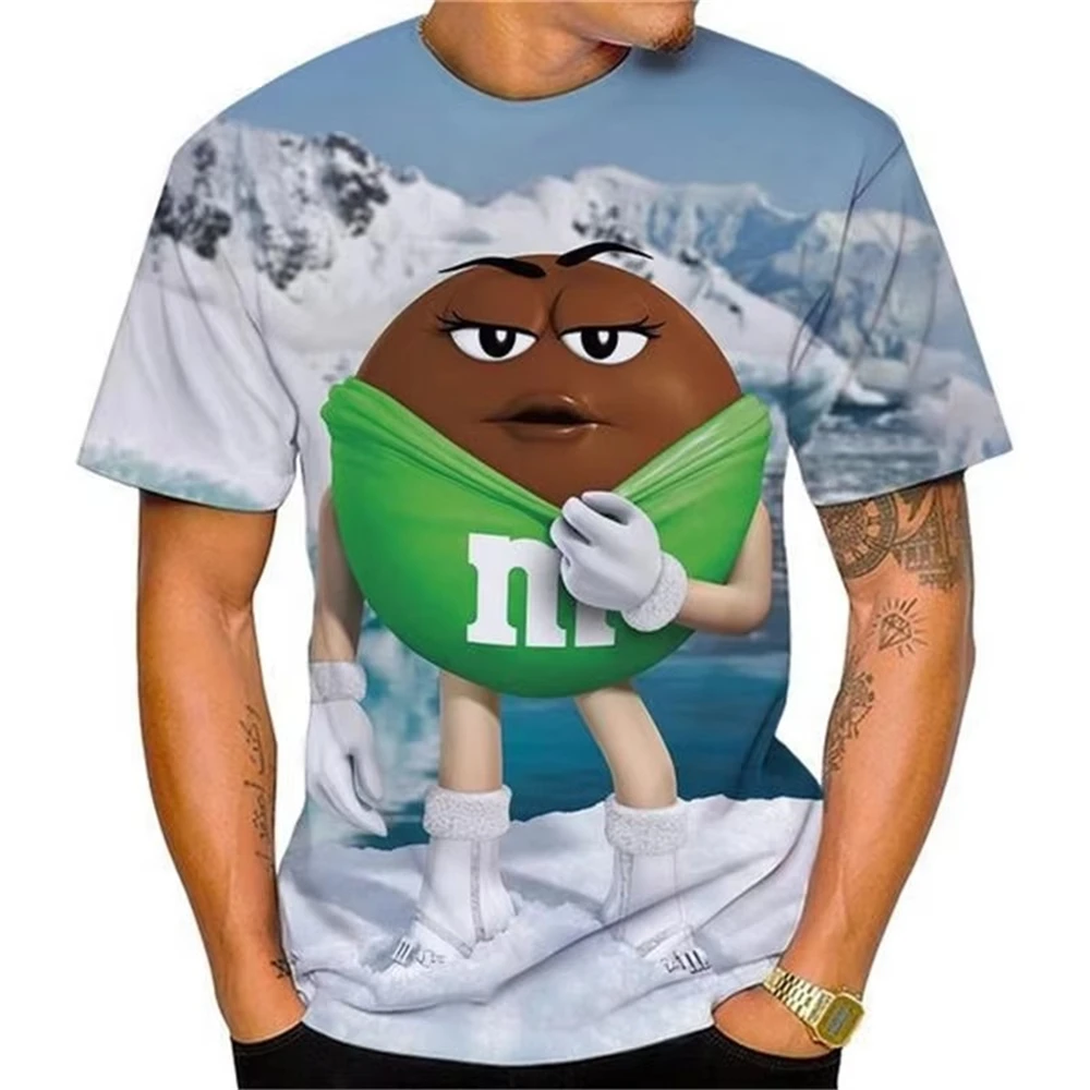 2024 New Men and Women Fashion 3D T Shirts Food m&m's Print T-shirt Casual Round Neck Short Sleeve Kids Tees Funny Tops 100-6XL