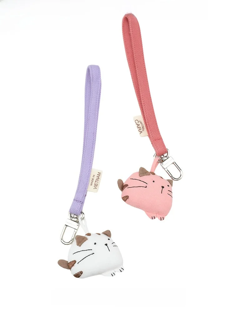 かわいい猫豆ハンドヘルドロープ女性用キャンディーカラーカラカット小さな虎斑バッグチャームhikosencaraブランドファッションアクセサリー