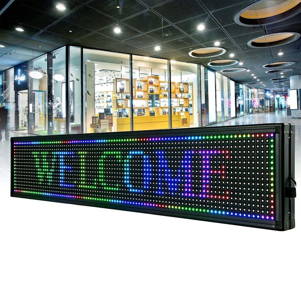 

LED Shop Sign Scrolling High-Brightness Custom LED Sign 40''x8'', WiFi Connected Full-Color Programmable Sign for Commercial