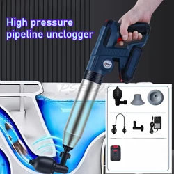 Portable ABS Household Kitchen Pipes Bathrooms Sewers Toilets Lithium Ion Unclogging Machine Visual Pressure Gauge
