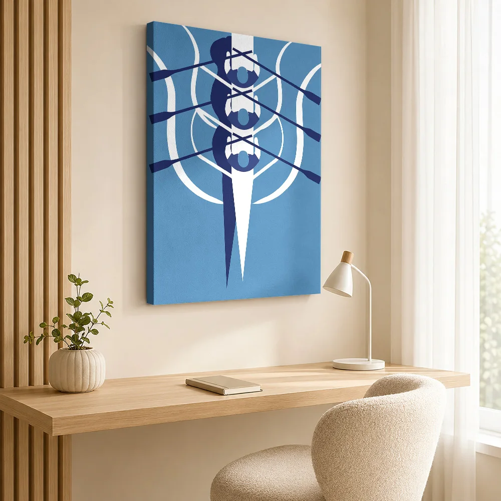 Rowing Team in Action Framed Canvas Print Poster Customized Photo Sports Portrait Canvas Wall Art for Game Room Man Cave Decor
