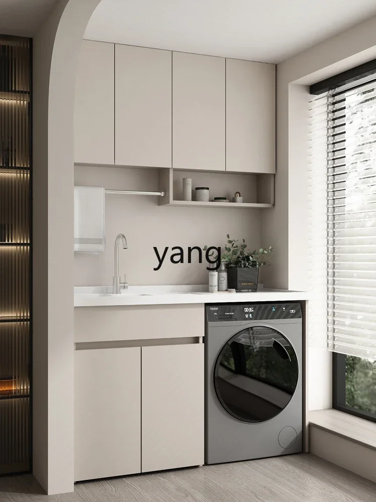 Yjq balcony laundry cabinet integrated basin with rubbing board bathroom drum washing machine cabinet honeycomb aluminum