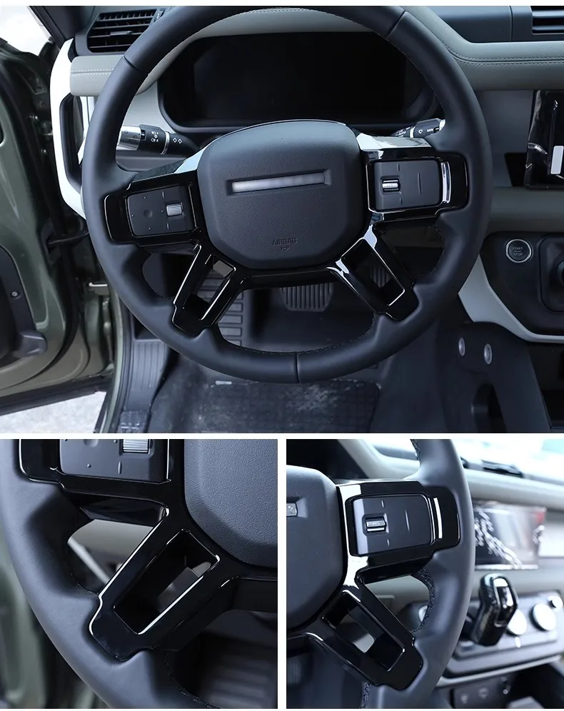 For Land Rover Defender 90 110 Black Edition Modification Accessories L663 Carbon Decorative Trim ABS Steering Wheel Frame Cover