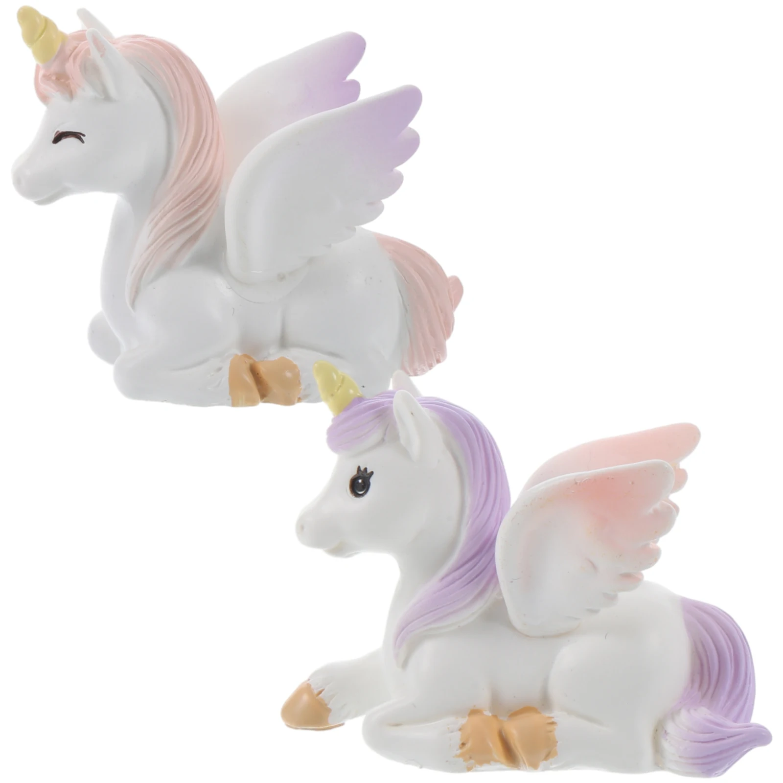 

2pcs Miniature Unicorn Resin Ornaments Lightweight Decor Cake Succulents Fence Pot Plants Realistic Detail Craft Fun Family
