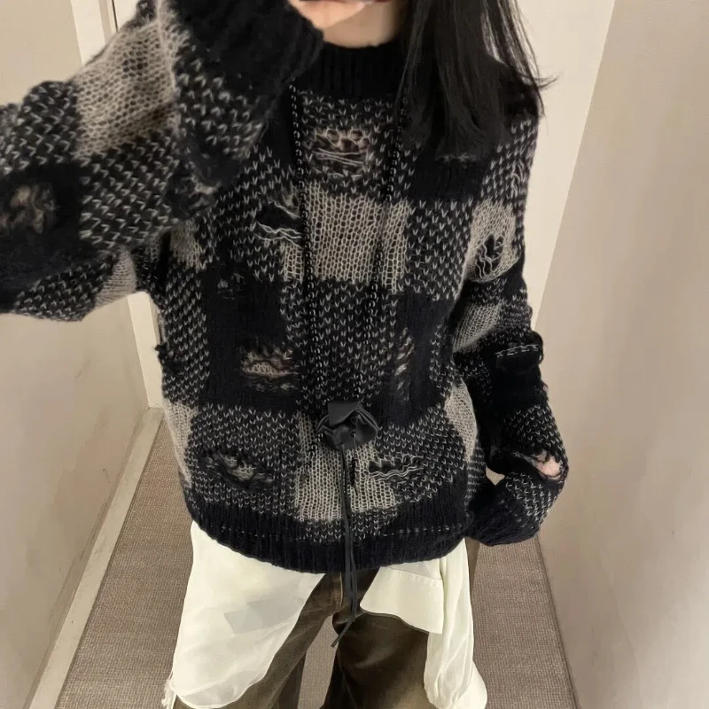 2024AW Our Legacy Black Ripped Sweaters Men Women Casual Comfortable Pullovers Y2K Clothes Male Fashion Sweater