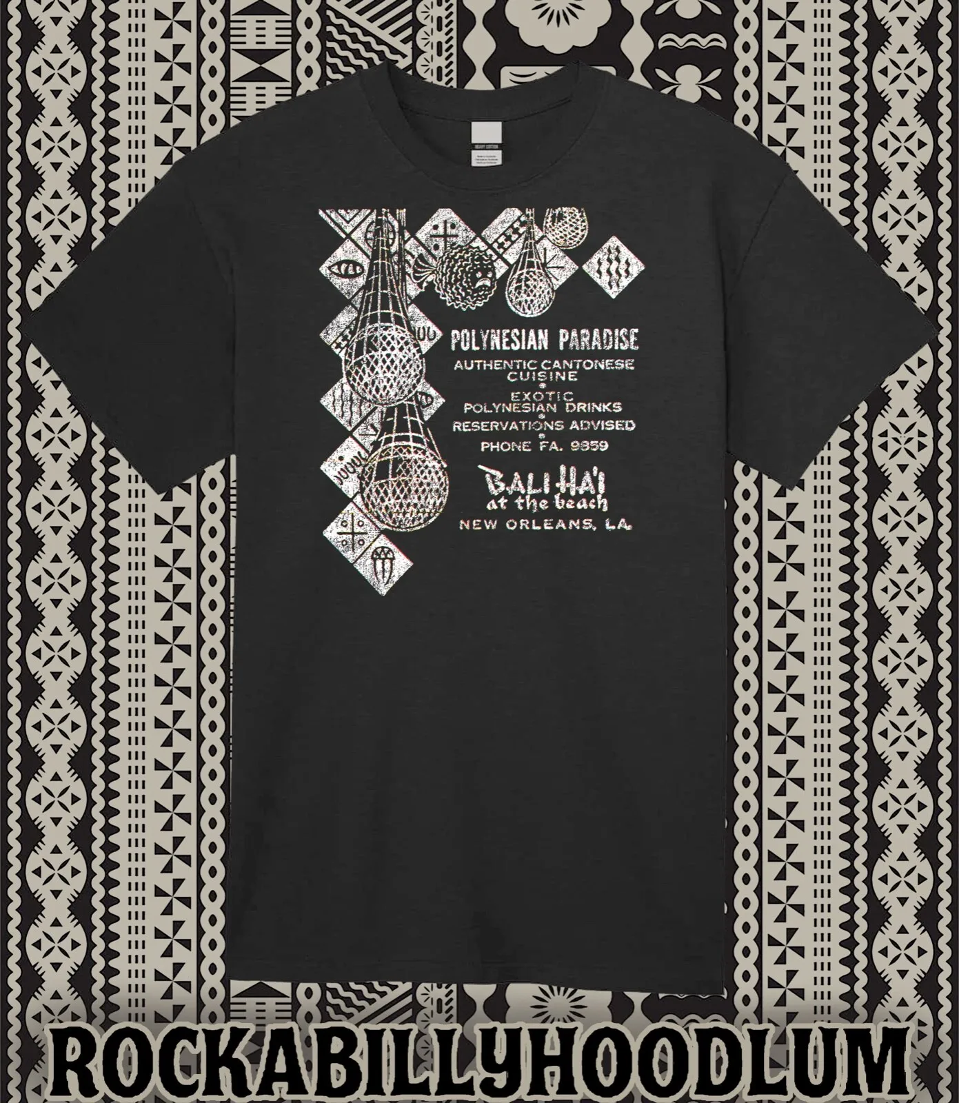 Camiseta Retro Tiki Art, camiseta polinesia Bali Hai Nueva Orleans LA Bar restaurante