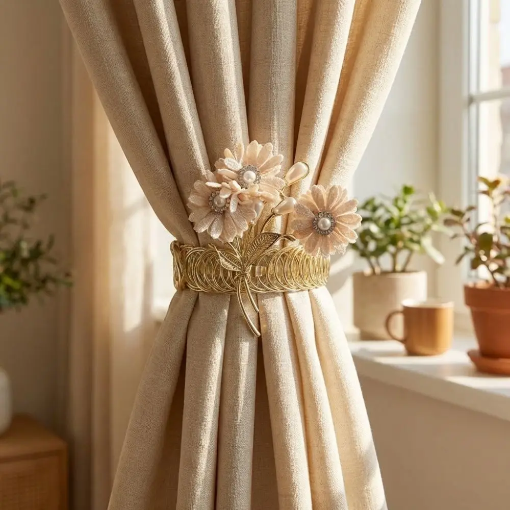Adjustable Metal Curtain Clips Flower Shape Beautifully Automatic Tightening Clips Exquisite Curtain Buckle Living Room