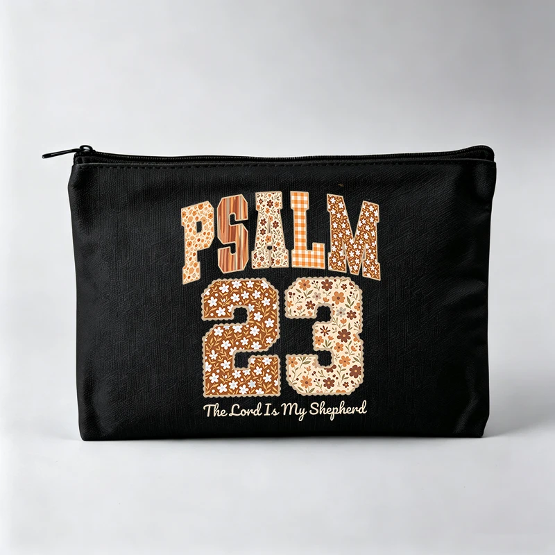 Women's Typography Print Makeup Bag with Floral Design, Casual Cosmetic Pouch for Daily Use