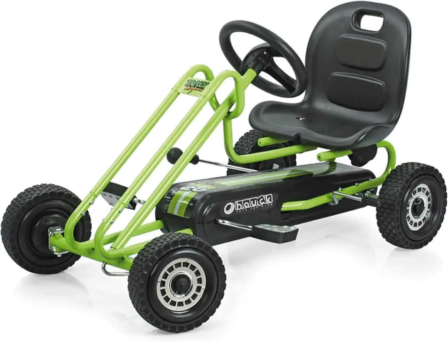 Kids Pedal Go Kart, 4 Wheel Bike Cart, Ages 4-8, Lightning Ride, Race Green