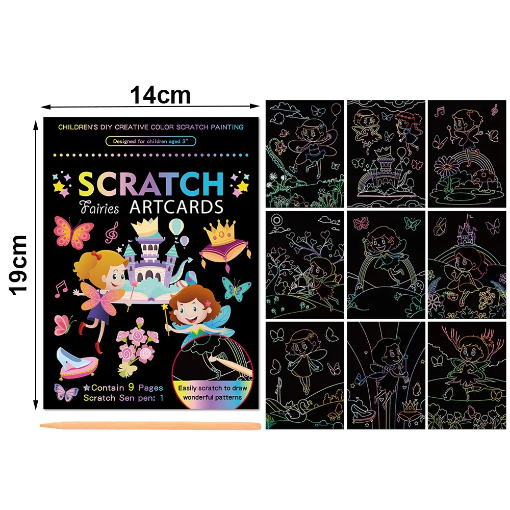 PENCHUAN – Kit De 35 Grattages Arc-en-ciel Pour Enfants – Art à Gratter, Pointillisme, DIY – 20 Feuilles, 7 Couleurs, 6 Crayons Aquarelle – Dès 4 Ans