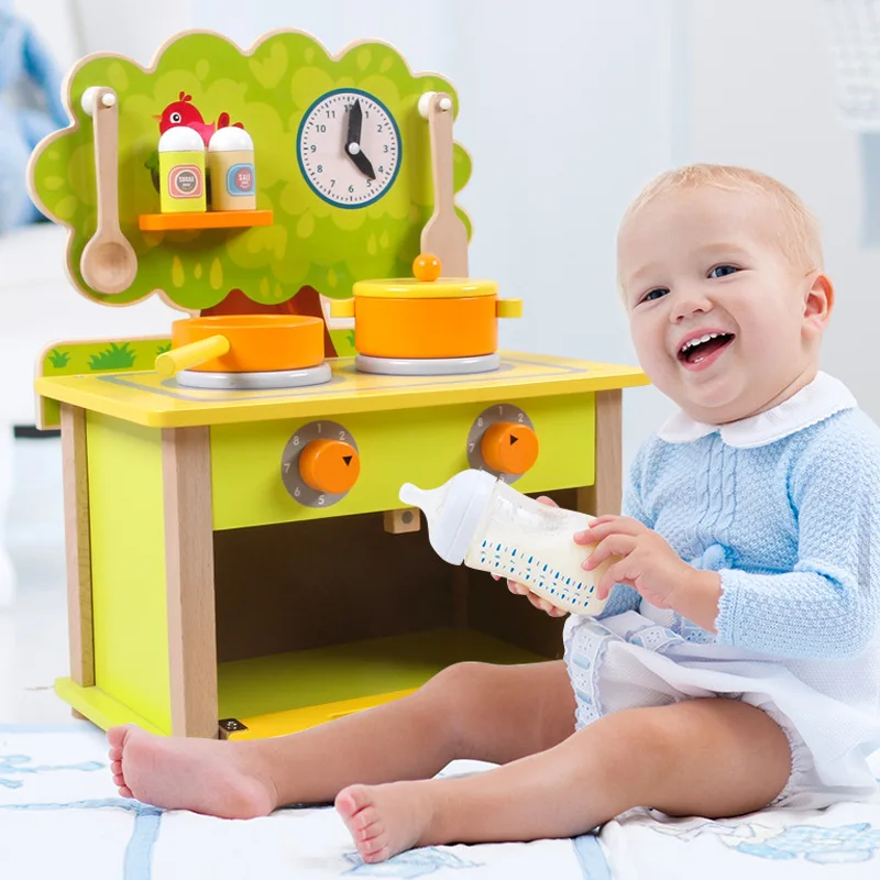 

Montessori Wooden Tiny House Pretend Play Kitchen Toys Dollhouse Accessories Puzzle Girls Toys Building Blocks Cooking Pots Set