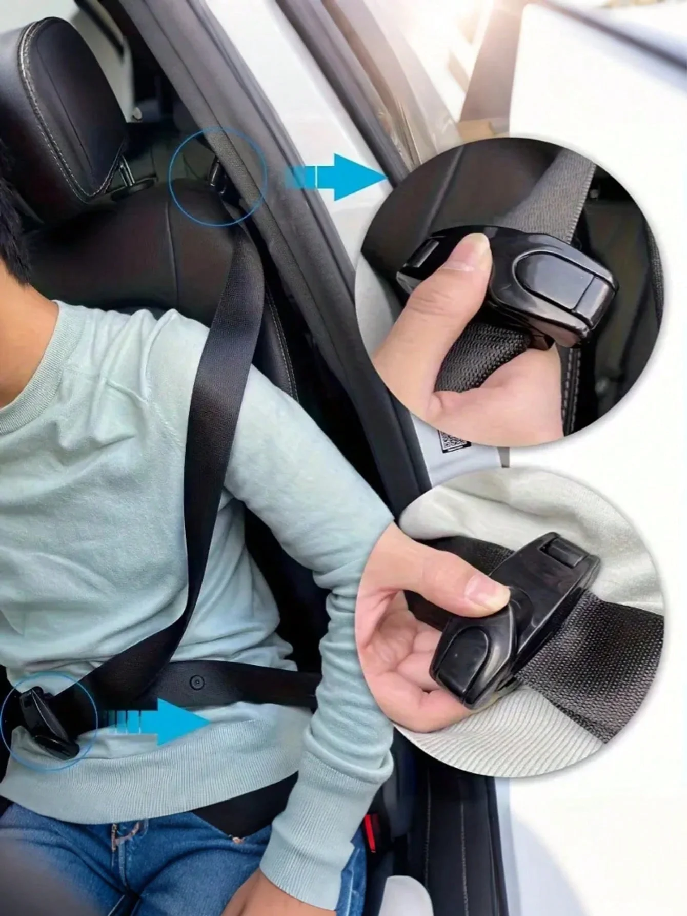 

Регулятор автомобильного ремня безопасности 2 шт. — растягивающийся и зажим для плеч, защита от спускования и сжатия живота, плавный скользящий,