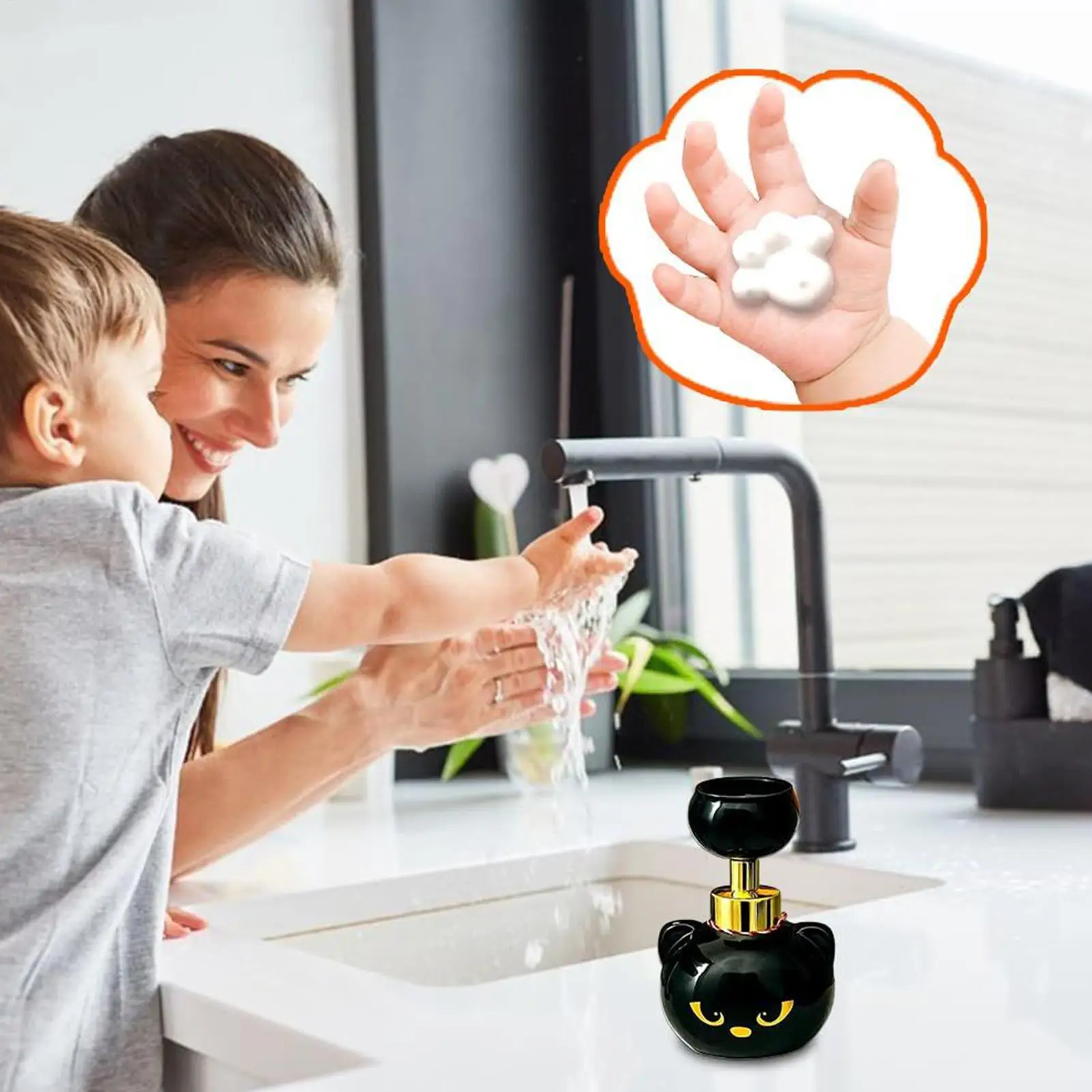 

Дозатор для мыла в виде кошачьей лапы, пенообразователь с принтом кошачьей лапы, многоразовая пенящаяся бутылка, контейнер для лосьона для душа, фермерский дом