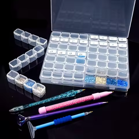 1pc 56 Grids Diamond Painting Storage Box Beads Organizers DIY Diamond Nail Art Crafts Storage Container Diamond Embroidery Tool