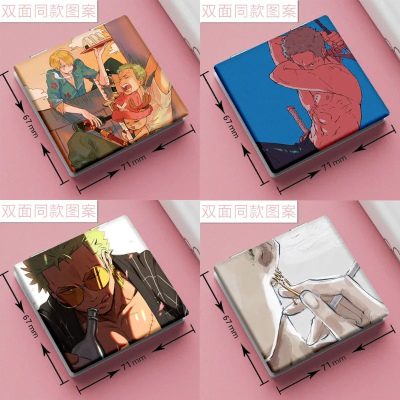 New One Piece Anime Solon Luffy Small Mirror Instagram Flip Cover Portable Folding Handheld Double Sided Mirror Holiday Gifts