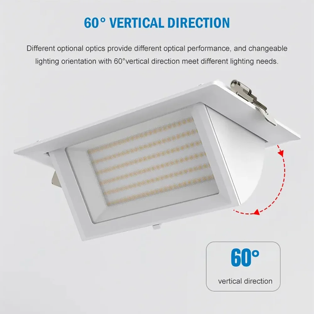 Smart Home 20W CCT Downlight LED Adjustable Rectangular Ceiling Lights for Fashion Store Built-in 3000K 4000K 5700K Down Light