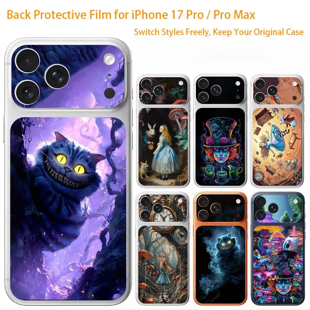 

Полноцветная 3D-наклейка A-Alice In W-Wonderland на весь корпус для iPhone 17/Pro/Pro Max, защитная наклейка на заднюю панель