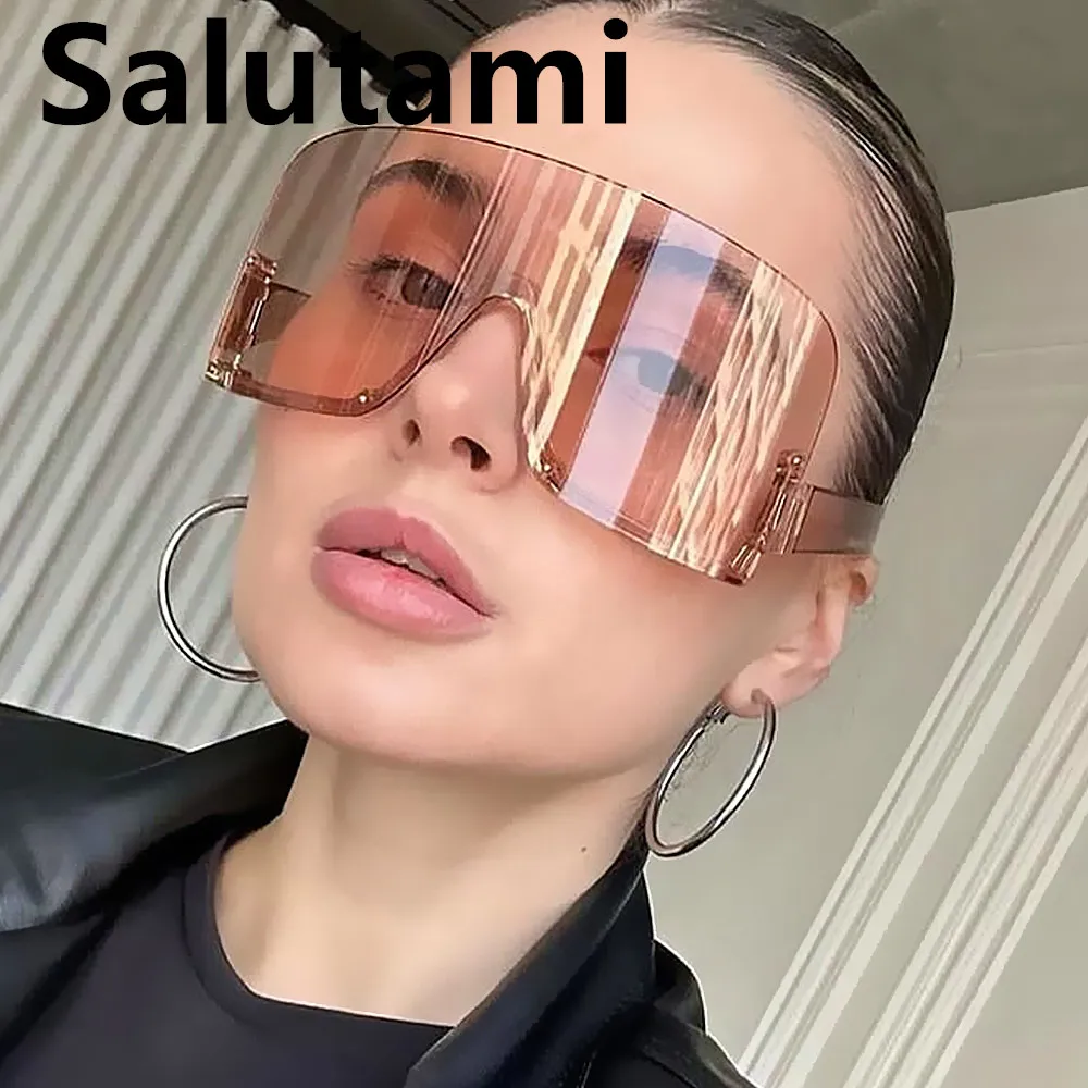 

one piece oversized shiled sunglasses for women new fashion candy color square half frame sun glasses men hip hop driving shades
