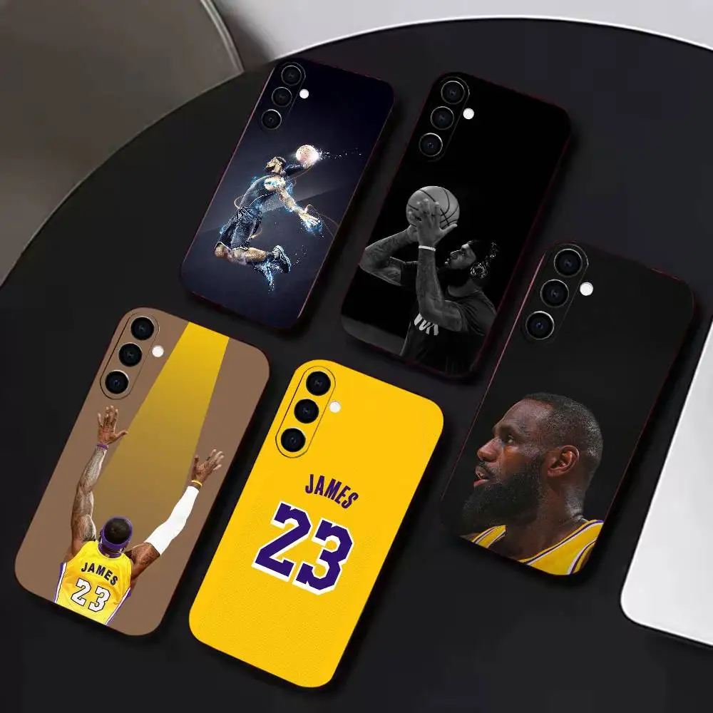 Basketball Legend L-Lebron James Phone Case For Samsung A72,A53,A71,A70,A52,A73,A51,Silicone Black Soft