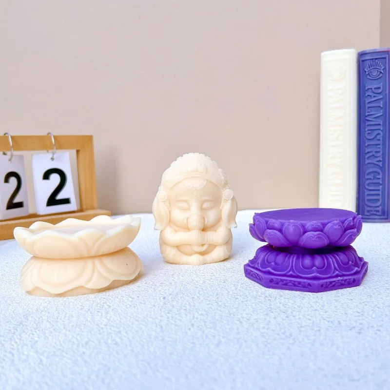 3D Buddha Elephant God Silicone Mold Praying Animal Elephant Scented Gypsum Resin Making Mould Cake Decoration Tools Home Decor