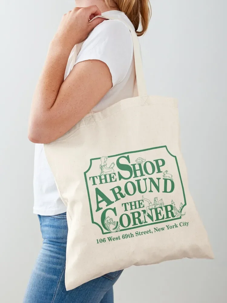 

Shop Around the Corner Sign Tote Bag Customizable tote bag Cloth bag shopping bags foldable