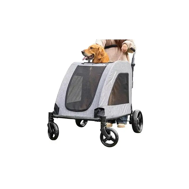 

Очень большая коляска для собак — регулируемые ручки, легкая складная коляска для домашних животных, вездеходная 4-колесна для 2 средних собак, двойная