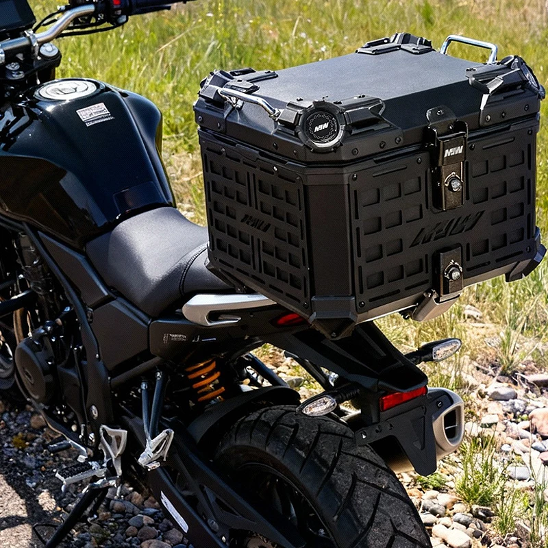 New Motorcycle Rear Luggage Box 45L 55L Aluminum Tail Box With Safety Lock Waterproof Universal Anti-Theft Moto Top Case