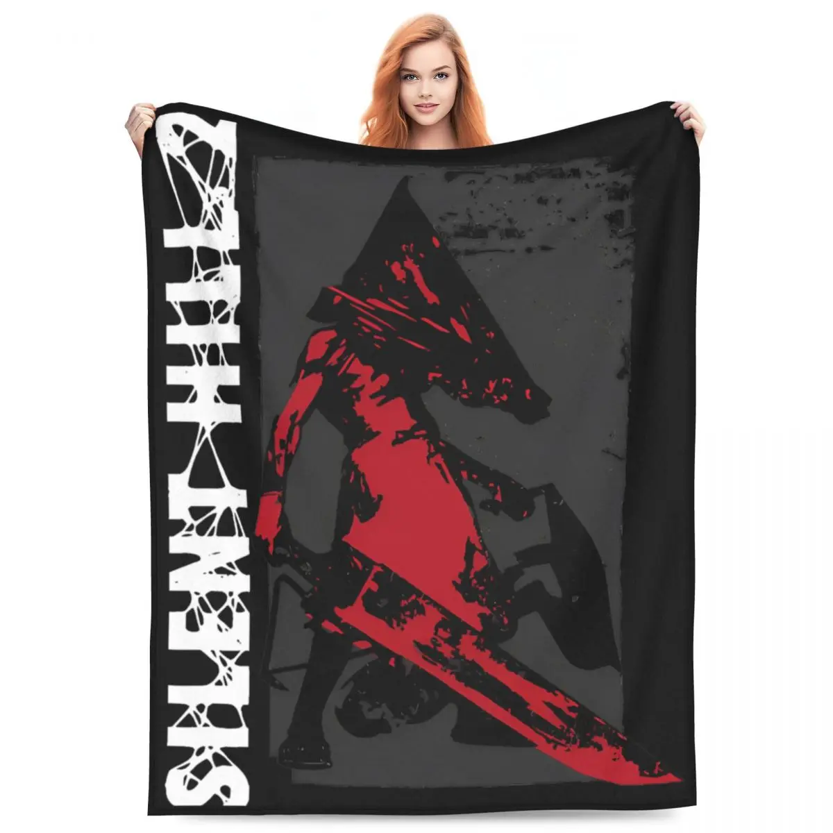 Silent Hill 2 Video Games Blanket Fleece Print Red Pyramid Thing Cozy Ultra-Soft Throw Blanket for Sofa Travel Quilt