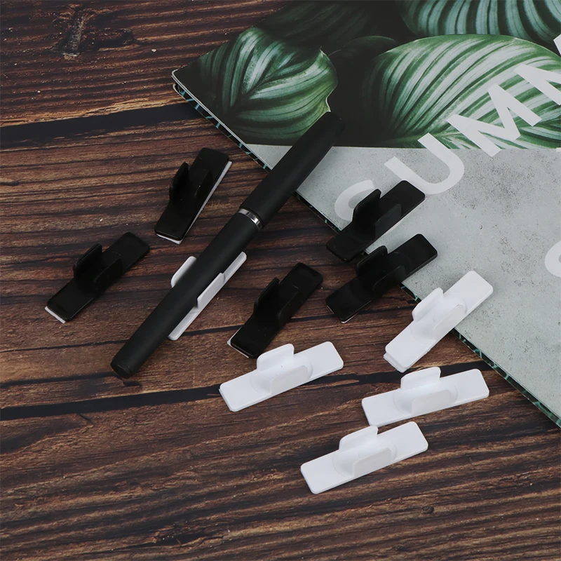 10Pcs Self Adhesive Pen Holder Pencil Plastic Clip Holder Desktop Fixed Pen Case For Notebook Stylus Pencil Clip Holder image 4