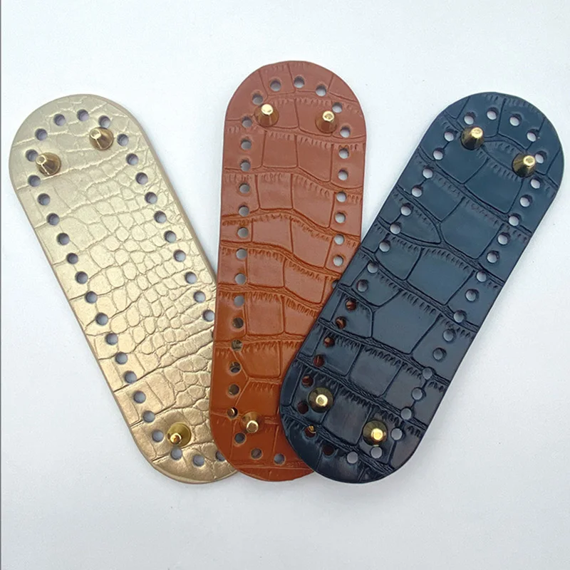 Multi Size Oval Round Bottom For Knitted Bag Accessories Handmade Leather Bottom With Holes Rivets DIY Crochet Bag Bottom