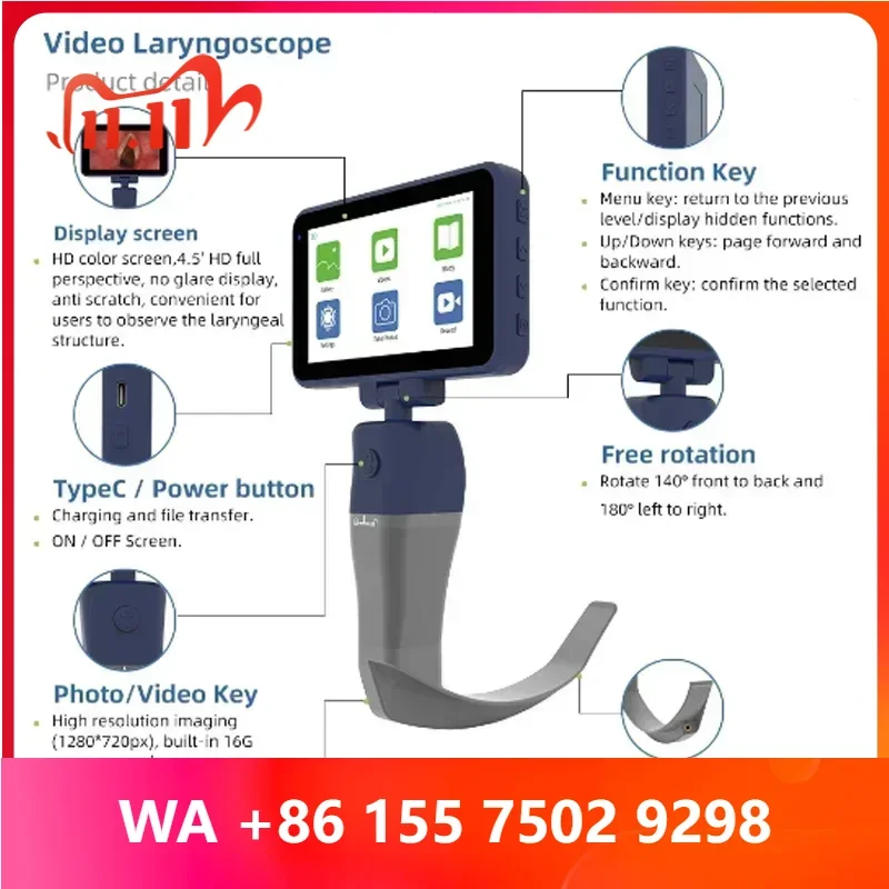 CR-31 3 4.5 Inch Touch Screen Rsle ideo Laryngoscope for Intubation with Different Size Bls
