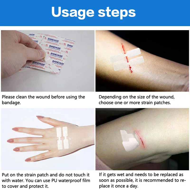 Бандажные полоски с застежкой-бабочкой, клейкая строчка для ран, антипригарная подушечка для кожи, 1/3/10/50, пластыри - медицинская повязка для резей и ломтиков