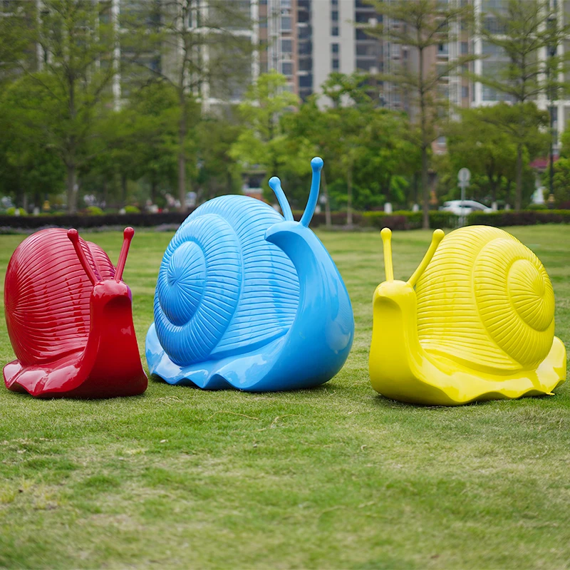 

Outdoor large glass fiber reinforced plastic color snail garden landscape animal sculpture lawn grass community ornament sketch