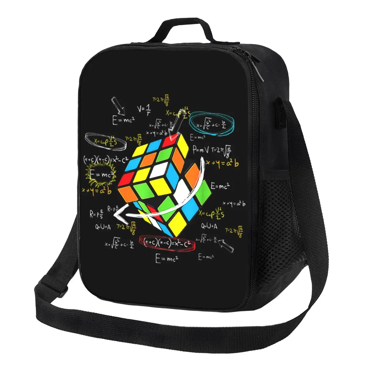 Custom Math Rubiks Rubix Cube Caps Thermal Insulated Lunch Bags Resuable Lunch for Kids School Children Storage Bento Food Box