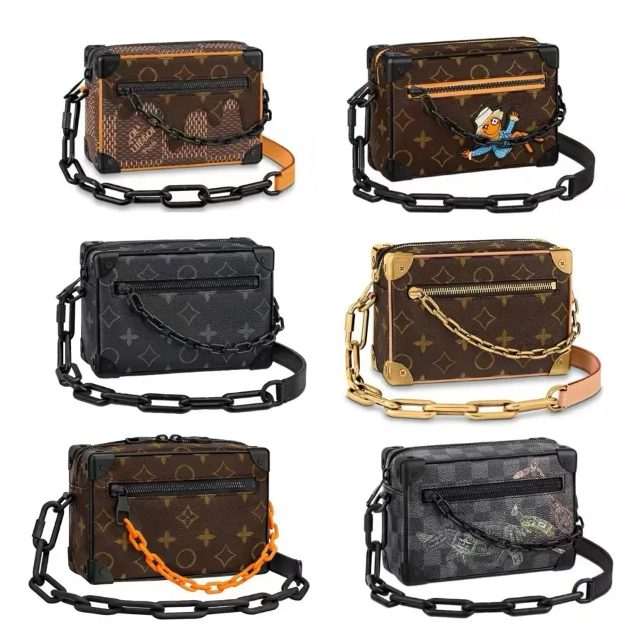 

【New style】New trunk men's -body bag square box bag classic presbyopic shoulder bag camera bag chain bag iron leg bag