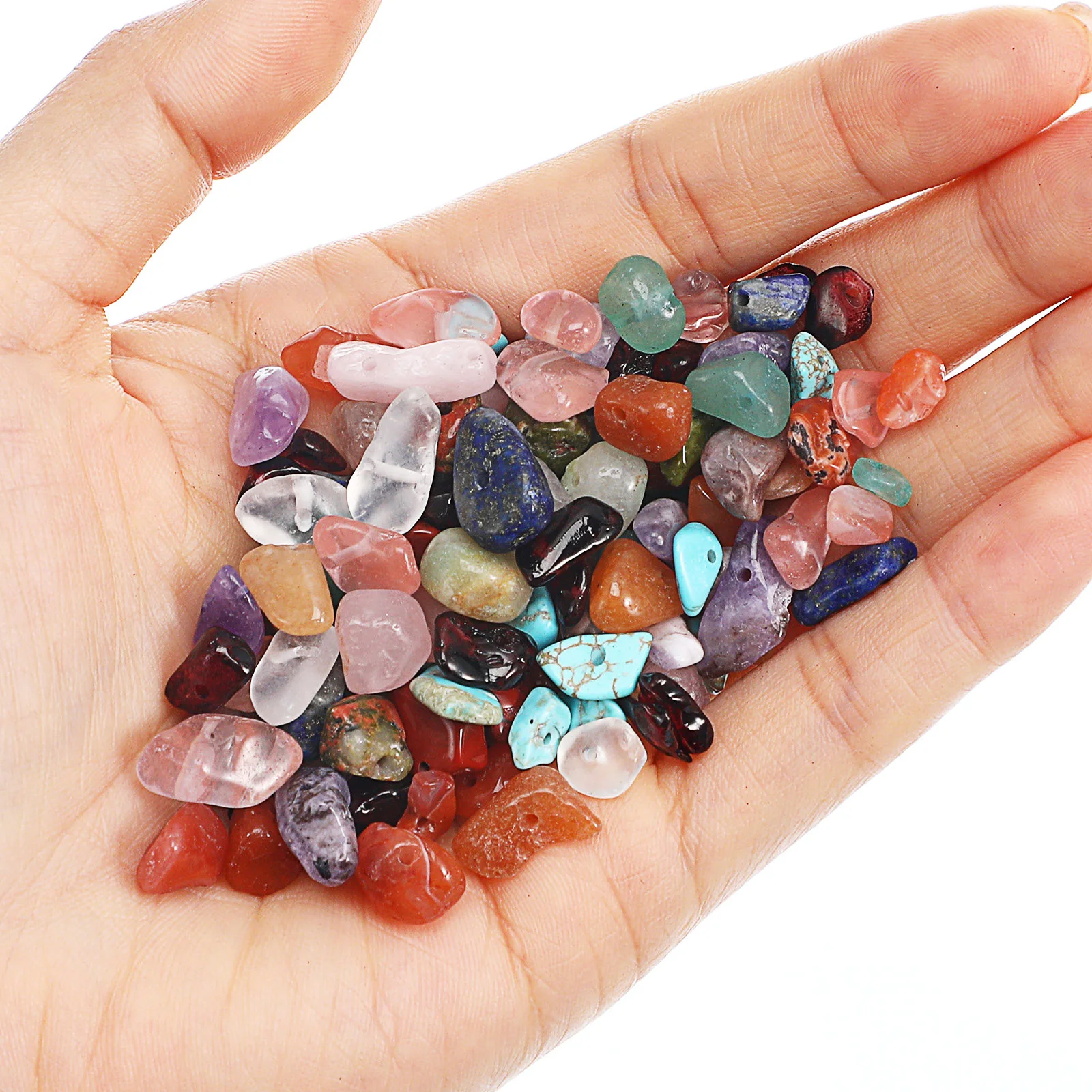 

Box of Natural Irregular Gemstone Beads Pre Drilled Hole for Jewelry Making DIY Crafts Bracelet Ring Earring Copper Wire Set