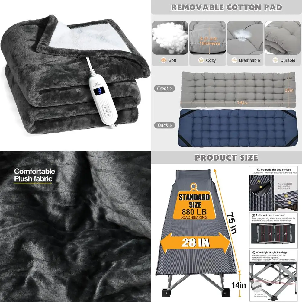 

"Fast Heating Soft and Comfortable Electric Blanket with Machine Washable Feature and Handheld Controller for 10 Heat Settings"