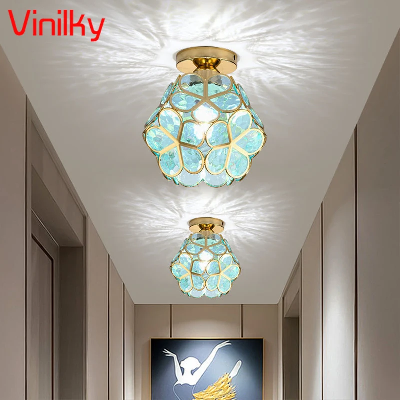 Nordic Petal Aisle Ceiling Lamp Corridor Porch Entrance Bay Window Ceiling Light Simple Luxury Home Decora Balcony Bedroom Light