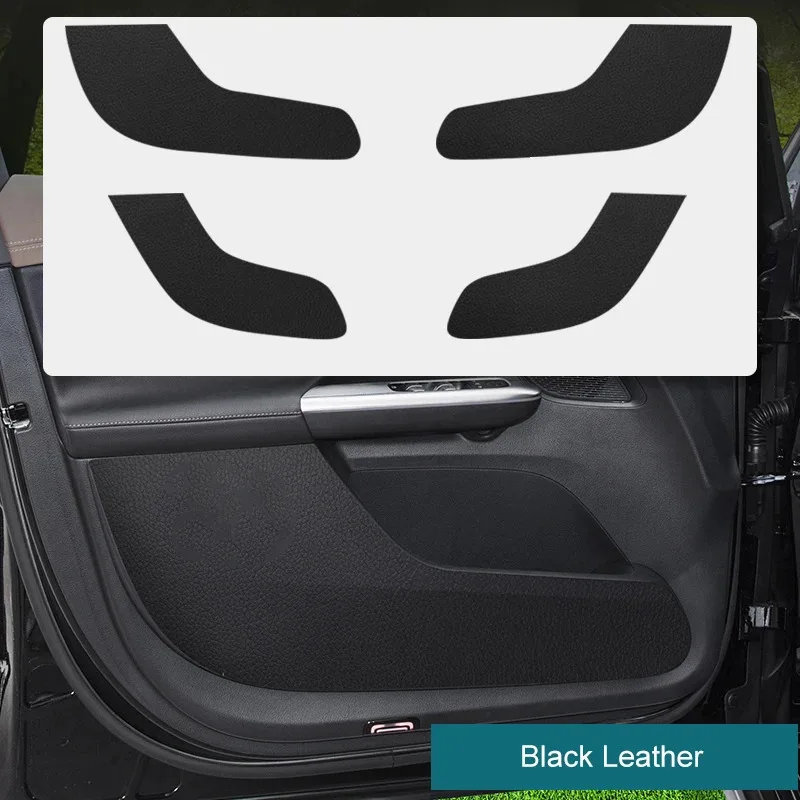 For Mercedes Benz EQE SUV  Carbon Fiber Black Leather Car Accessories Door Anti-kick Pad Protector Mats Cover Sticker