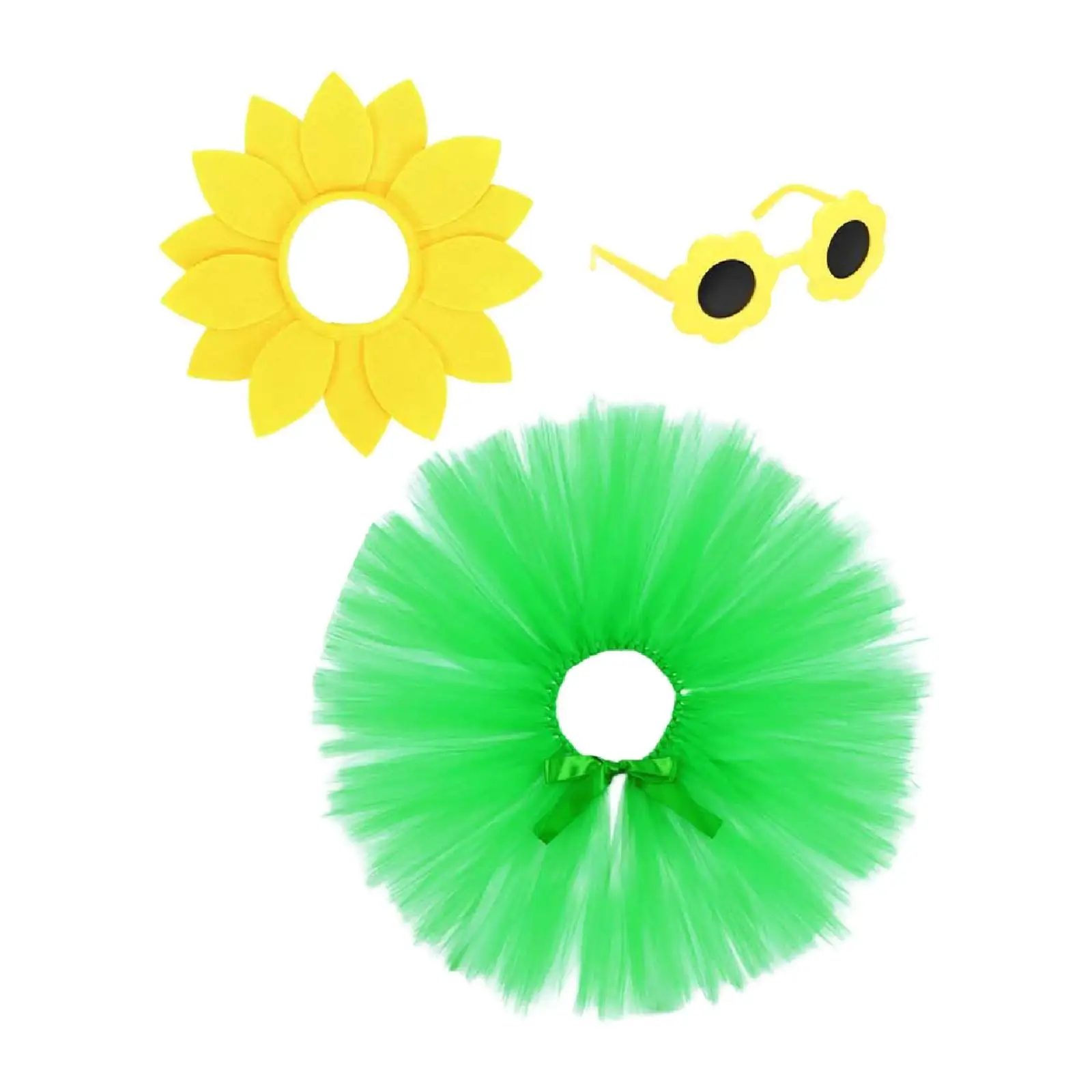 

Sunflower Goose Outfit Garden Decor Birthday Party Ornament Headdress Eyewear Skirt for Office Porch Entryway Courtyard Patio