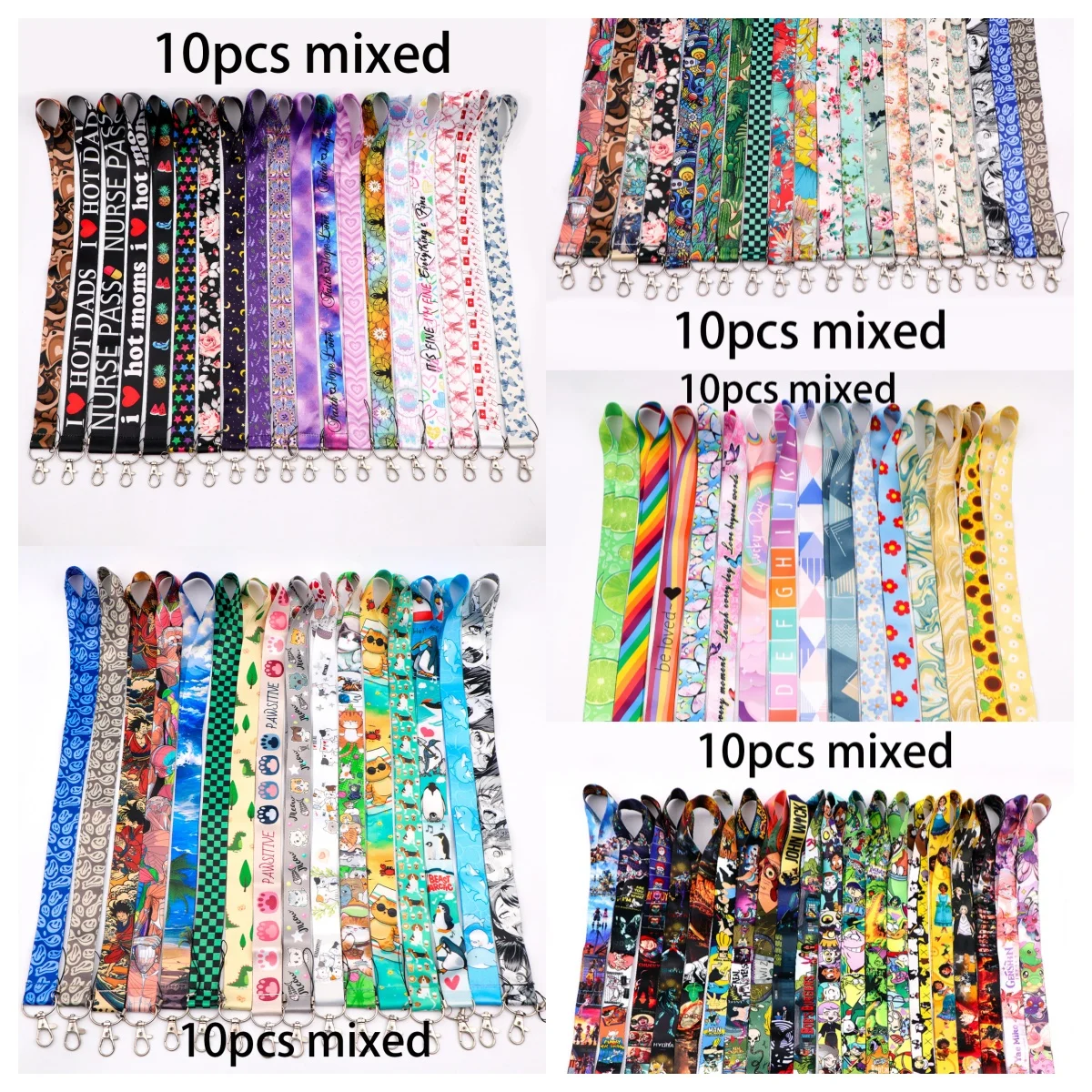 

10pcs Mixed Animal Lanyards for Key ID Card Gym Cell Phone USB Badge Holder Rope Key Chain Keyring Accessories Gifts