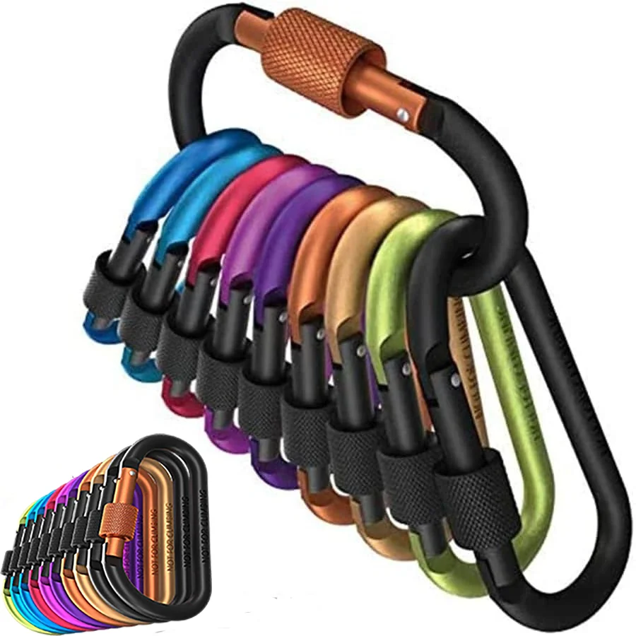 

10piece Mountaineering Caving Rock Climbing Carabiner D-ring Safety Carabiner Travel Outdoor Survival Aluminum Alloy Hook Buckle