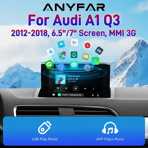 For Apple CarPlay Wireless Android Auto Interface for Audi A1 Q3 2012-2018 Mirror Link AirPlay Navigation Car Play Functions