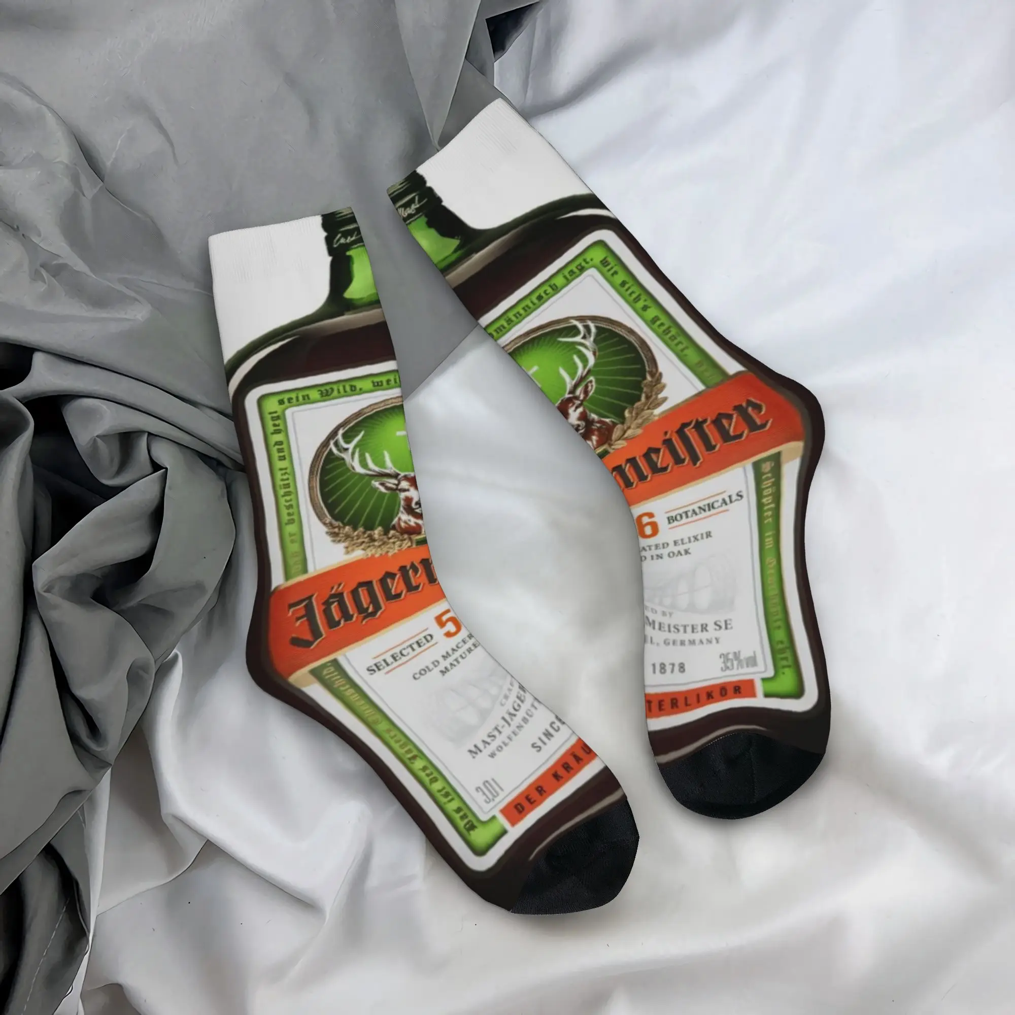 Funny Sock Jägermeister jJägermeister 56 Botanicals Bottle  Hip Hop Quality Pattern Printed Men Socks Novelty Men's Socks view 5