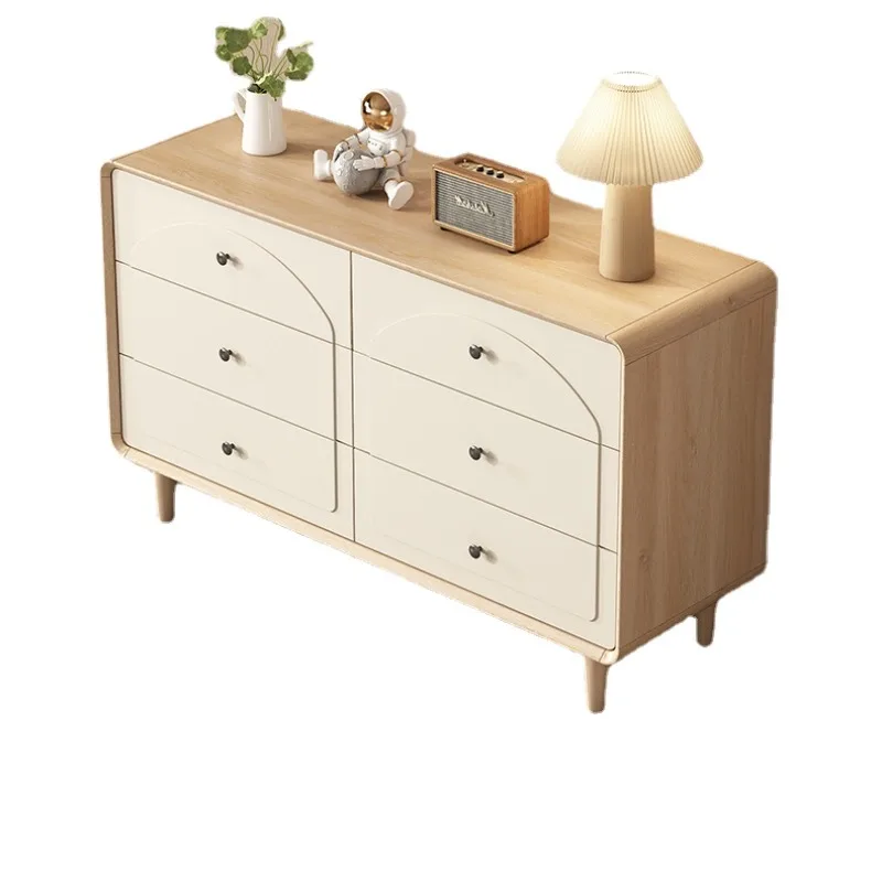 Cream chest of drawers wall chest of drawers simple solid wood frame chest of drawers storage side cabinet