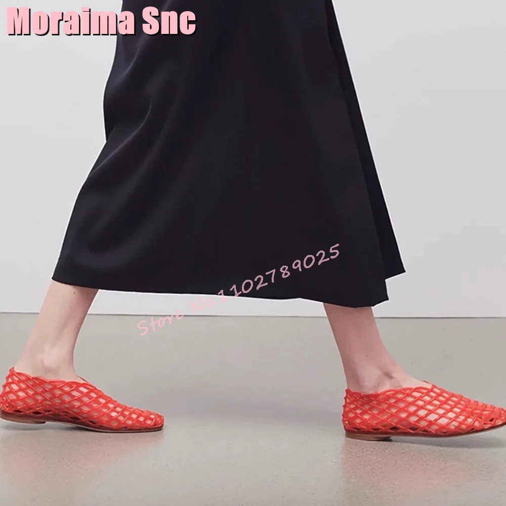 2024 New Fashion Hollow Flat With Jelly Shoes Round Toe Slip On Women Comfort Shoes Elegant Loafers Casual Beach Sandals Summer