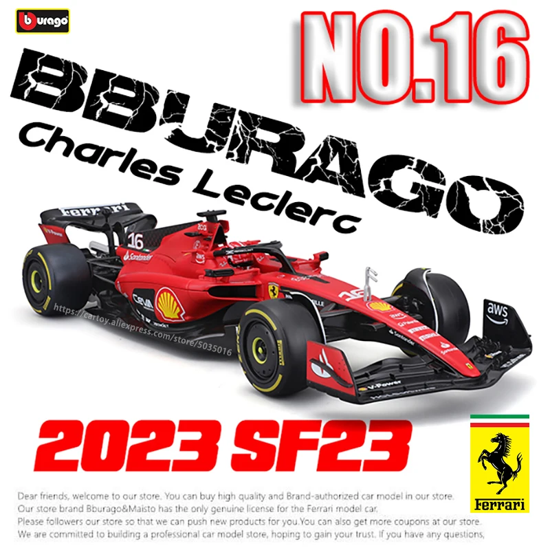 Bburago 1:18 2023 Ferrari SF23 NO.16 Charles Leclerc NO.55 Analog Alloy Super Toy Car Diecast Model Collection Gift