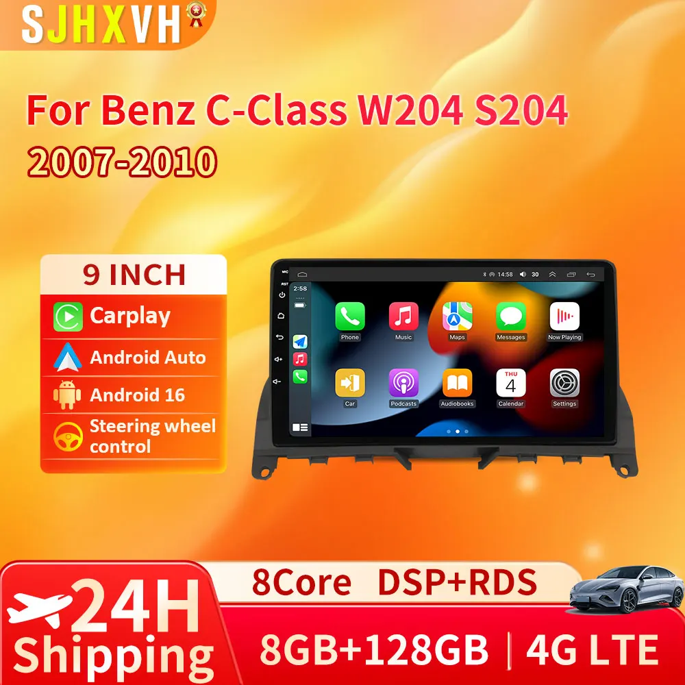 

9 Inch Screen For Mercedes Benz C Class 3 C220 C180 W204 S204 2006-2011 Android Auto Car Radio Stereo Multimedia Carplay