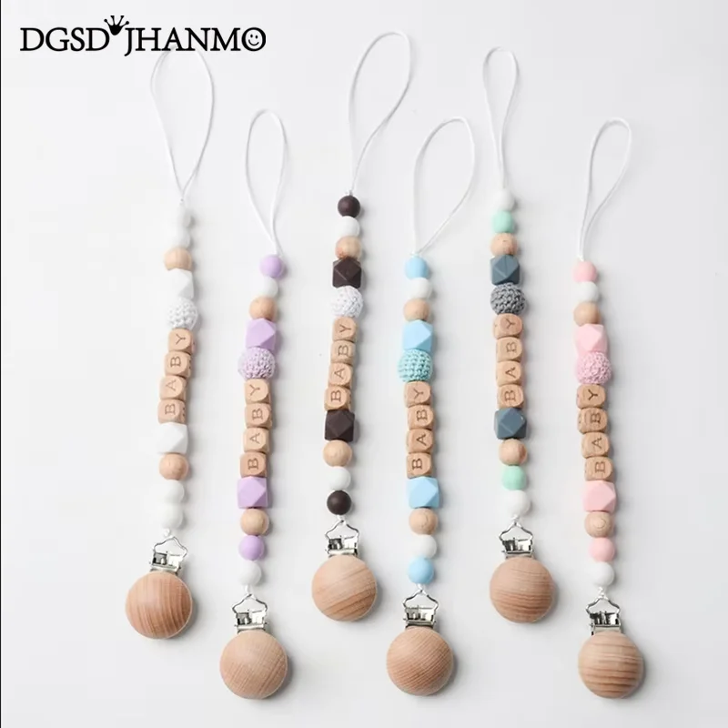 

Baby Anti-drop Chain Personalized Name Pacifier Clip Silicone Bead Infant Nipple Appease Soother Chain Dummy Holder Teething Toy