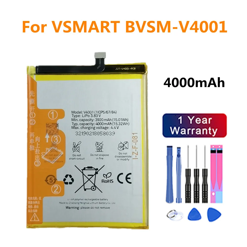 

4000mAh BVSM-V4001 Phone Battery For VSMART BVSM V4001 BVSMV4001 High Quality Replacement Batteries Bateria In Stock + Tools